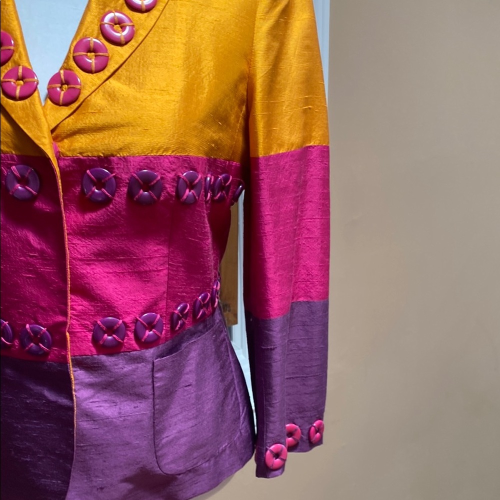 Orange and Pink Moschino Blazer with Tailored Fit and Button Detailing - Picture 4 of 9